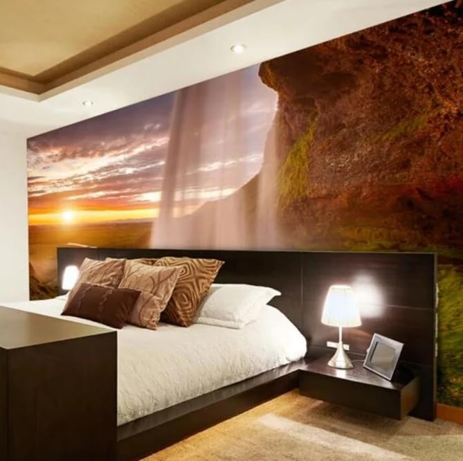 Papier peint 3D montagne pour masquer les imperfections et agrandir la chambre