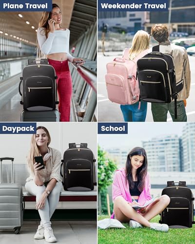 Image of LOVEVOOK 40L Travel Backpack with Waist Strap,Flight Approved Carry on Backpack,Waterproof Personal Item Travel Bag,TSA Carry on Luggage Suitcase Travel Essentials,Gifts for Women & Men,fit 17 inch Laptop