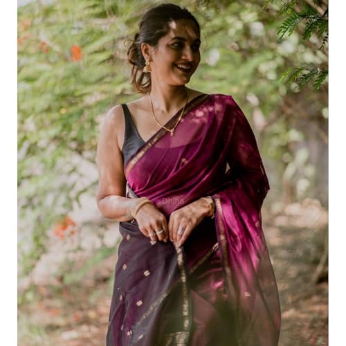 Image of Original Maheswari Cotton Silk Saree for Women | Kanjivaram Pure Silk Cotton Sari with Blouse | Zari Work | Tassels | Handloom Weave