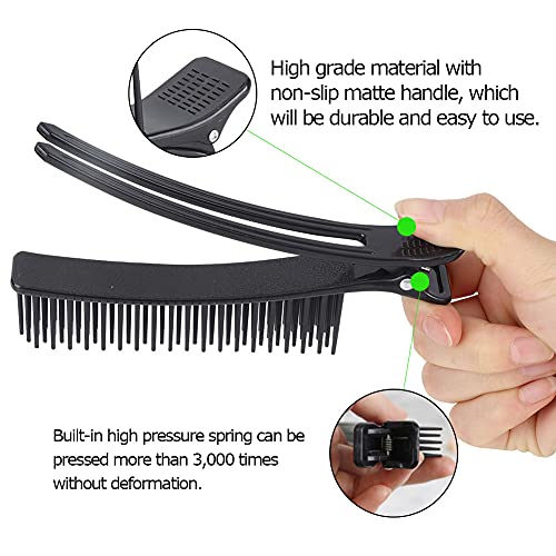 Hair Sectioning Clips,big Size Durable Hair Hair Styling Clips with Nonslip Grip and Comb of Professional Hair Salon Quality Suitable for Beauty Shop and Home Use(black) - Image 3