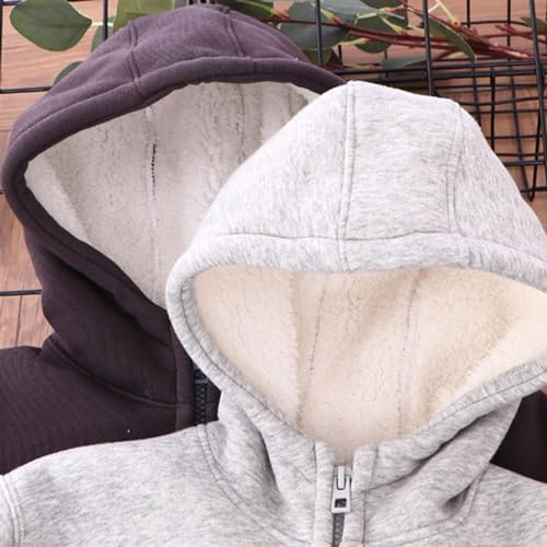 Toddler Little/Big Kids Boys Girls Winter Warm Classic Fleece Hoodie Jacket Coat Zipper Solid Color Outerwear3