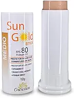 Protetor Solar em Bastão FPS 80 Sun Gold Stick - Toque Seco, Cobertura Natural, Vitamina C - O Benessere Nutrition | Cor: Médio | 12 gramas |