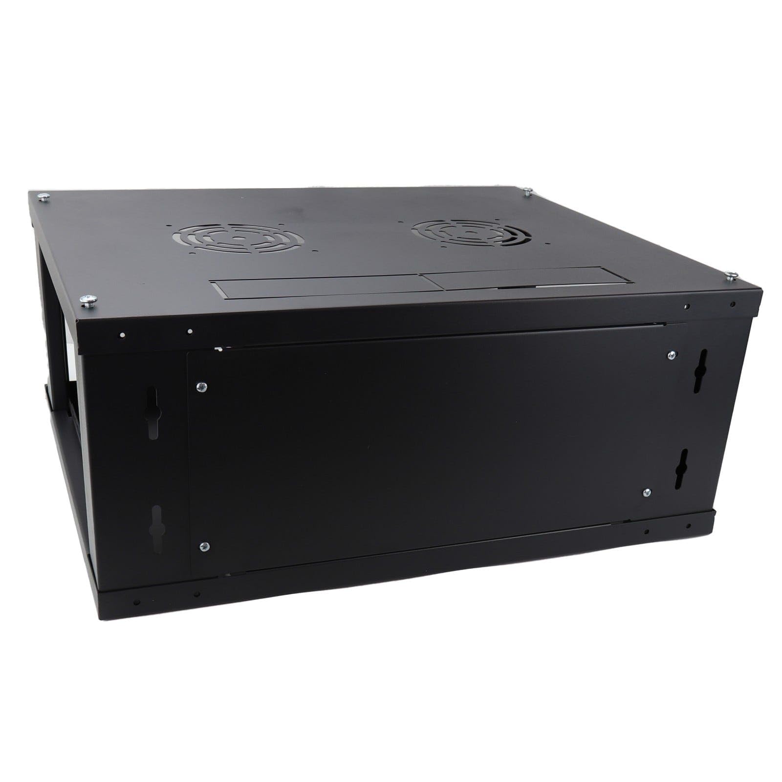 kenable Coffret Mural Réseau 19 Pouces 4U 450mm Noir - Armoire Rack Serveur en Kit avec Porte Vitrée Verrouillable pour Patch Panel Switch