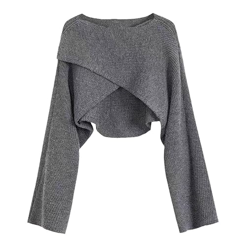 Short Women's Pullovers Sweaters Autumn Winter Streetwear Knitted Sweater Long Sleeve Irregular Solid