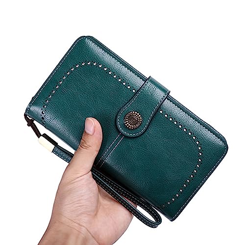 Mokoze Red Wallet for Women, PU Leather Large Capacity RFID Tri-Fold Wallets with Wrist Strap and Zipper for Hold Credit Cards/Cell Phones/Keys, Girlfriends Mother's Day Gifts2