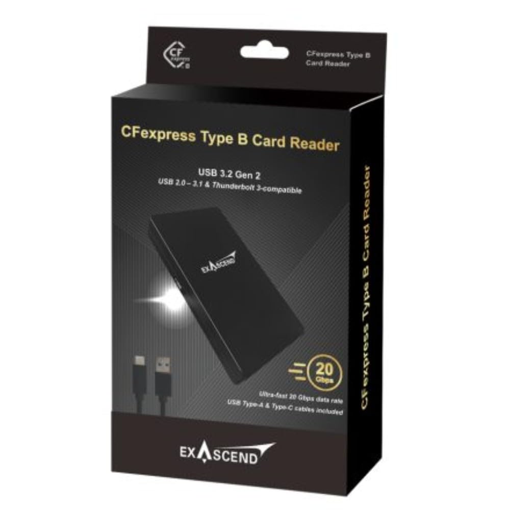 Exascend CFexpress Type B Card Reader (20Gbps) with Type-C & Type-A Cables