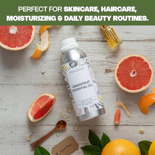 Image of VedaOils Grapefruit Essential Oil 100ml | 100% Pure, Natural & Undiluted Grapefruit Oil for Skin Moisturizing, Glowing Skin & Healthy Hair Care | Ideal for Aromatherapy, Massage & Diffusers