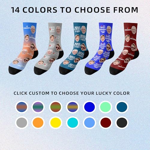 Custom Socks with FACE PHOTOS TEXT Made in USA, Personalized Funny Gifts for Birthday Christmas Wedding