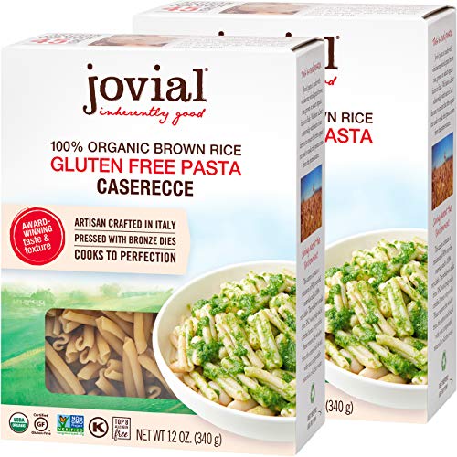 Jovial Caserecce Gluten-Free Pasta | Whole Grain Brown Rice Caserecce Pasta | Non-GMO | Lower Carb | Kosher | USDA Certified Organic | Made in Italy | 12 oz (2 Pack)