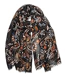 YOUR SMILE Large Boho Scarf for Women Lightweight Floral Printed Scarves Fall Winter Fashion Fringed Shawl wraps (47)