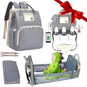 Diaper Bag Backpack with Upgraded Changing Station, Nanny Pack Baby Diaper Bags for Baby Boy & Girl with Portable Crib…