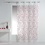 Matière : Polyester Paris Prix Rideau Voilage à Œillets Petite Fleur 140x240cm Blanc & Rouge