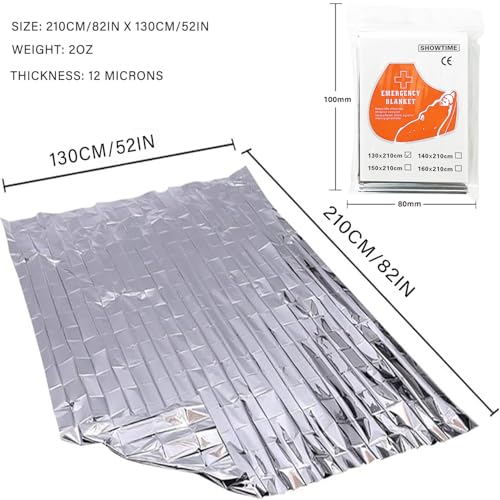 Image of TourKing 20 Pack Emergency Mylar Blanket, Silver, 83 inch x 52 inch, Perfect for Outdoors, Hiking, Survival, Marathons or First Aid