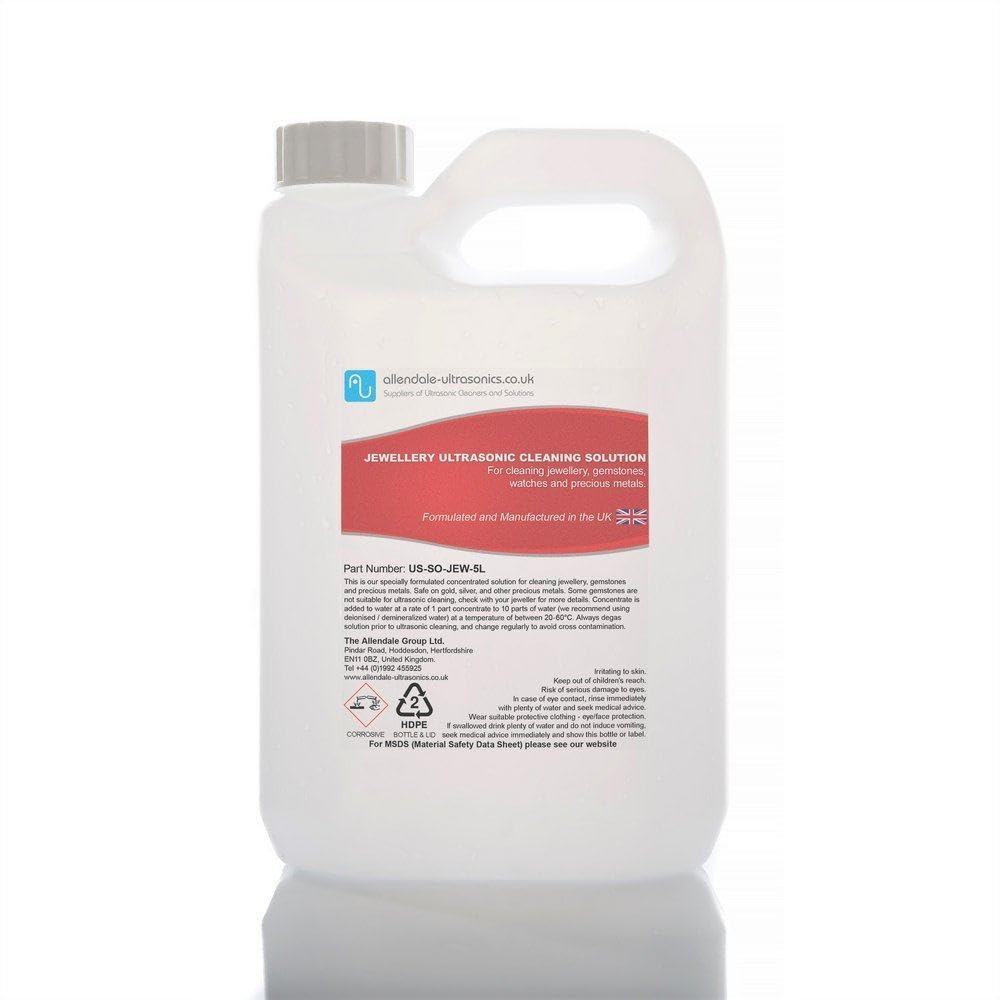Allendale Ultrasonics Jewellery and Precious Metal Concentrated Ultrasonic Cleaner Solution 5 Litre Cleaning Fluid