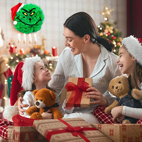 Grinch Christmas Wreath Garland, Christmas Wreath for Front Door, 16 Inch Christmas Door Wreath, Beautiful Christmas Home Party Decorations for Door Wall Window