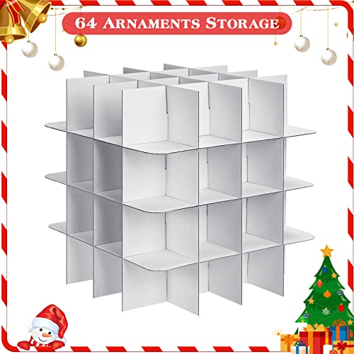 Saintrygo Christmas Ornament Storage Box Snowflake Christmas Storage Containers With 64 Compartment Zippered Bauble Ornament Storage Box Vinyl Plastic Ornament Box With Handles, 12 Inch (4 Pcs) #TOP2
