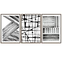 SIGNWIN Framed Canvas Wall Art Abstract Black and White Brushstrokes and Lines Geometric Patterns Illustrations Minimalism Modern Colorful for Living Room, Bedroom, Office - 16