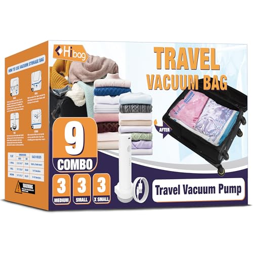 Image of Travel Vacuum Bags with Electric Pump, Vacuum Travel Bags for Luggage and Suitcase, Combo 9 Pack