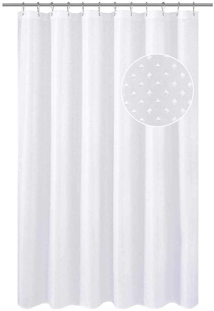 Optimal Products Diamante White 180 X 200 Cm Diamante Glitter Shower Curtain With Hooks Machine Washable Waterproof Long Drop (Diamante White 180 X 200 Cm)