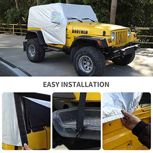 Image of RAZPOY for TJ Car Cab Cover Waterproof All Weather Protection, Car Rain Sunshade Snow UV Cover for Jeep Wrangler TJ 1997-2006