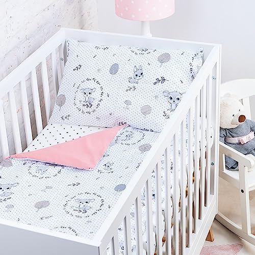 BABYSAFE Baby Cot Bed Duvet Cover Set Girls 120 X 90 with Toddler Pillowcase 40x60 Cm 100% Cotton - Image 2