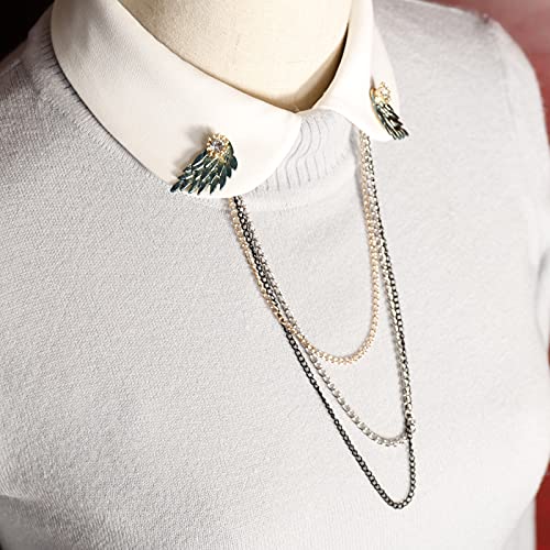 Image of ROFARSO Elegant Winged Brooch Pins for Women Fashion Jewelry, Hanging Chain Versatile and Chic Accessory for Party Wedding Gift, Gift for Women Girl