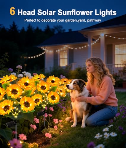 LETMY Solar Sunflower Lights Outdoor, 4 Pack, 24 Flowers $17.99 AC - image 2
