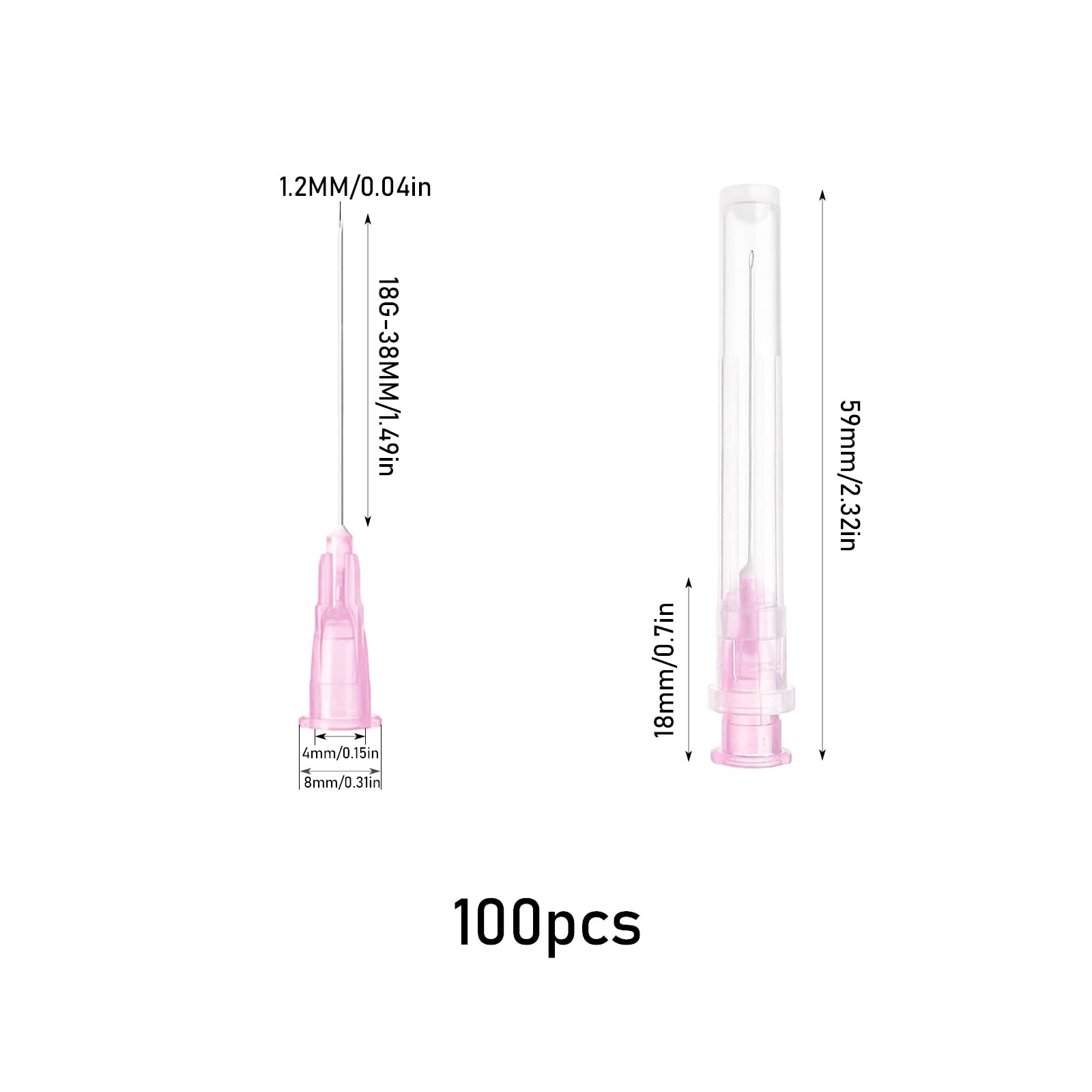 Vaskula Lot de 100 Tubes de Distribution en Acier Inoxydable 18 G (1.2 Mmx38 Mm) Rose Tube de Distribution pour Les, Laboratoires Scientifiques Industrie Echantillonnage