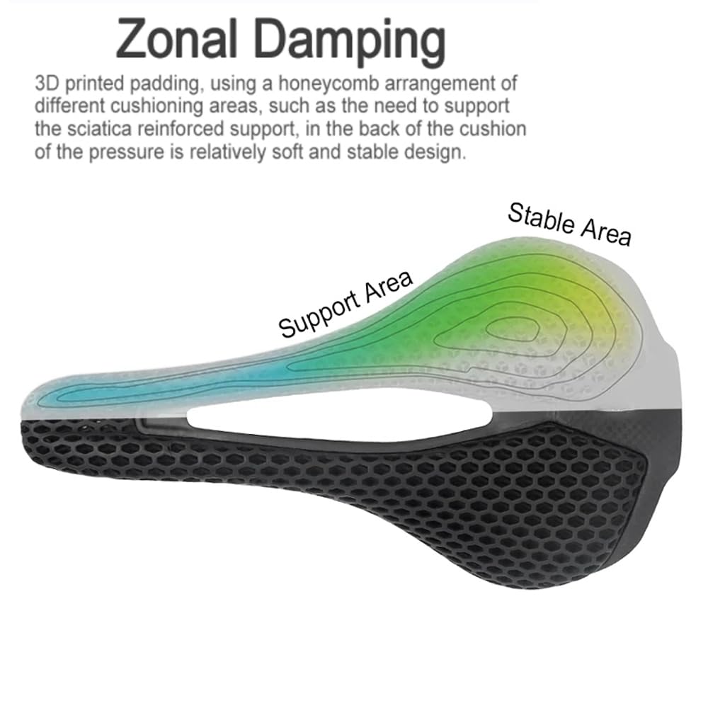 Sella per Bicicletta Stampata in 3D Sella in Fibra di Carbonio Ultraleggera Cava Confortevole Traspirante MTB Gravel Road Bike Bicycle Seat Barts 145G