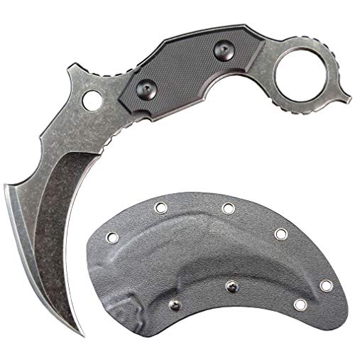 Ccanku C1699 Fixed Blade Knives 9.8 Inch Knife D2 Blade Steel & G10 Handle with Kydex Sheath(Black)…