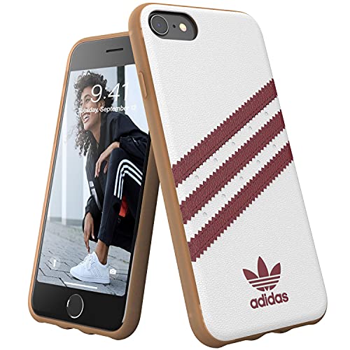 adidas iPhone 6/6s/7/8/SE 2G White/Collegiate Burgundy Originals Molded Phone Case, iPhone adidas Case, Drop-Resistant adidas Phone Case