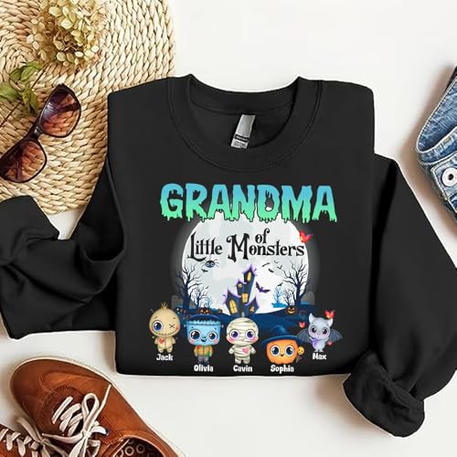 Personalized Grandma Halloween Shirt, Custom Grandma Little Of Monsters cute For Mimi, Nana, Gigi, Mom3
