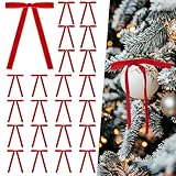 Miaikoe 24 Stück Samt Bügen für Weihnachtsbaum Rustikale Samt Weihnachtsornamente Rustikale Bügen für Tür Girande Kranz Geschenk Party Dekoration (Breite von 1cm, Rot)