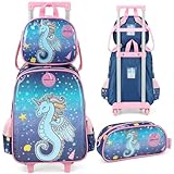 Mochila Infantil Rodinhas Up4you Petit Cavalo Marinho Unicórnio azul