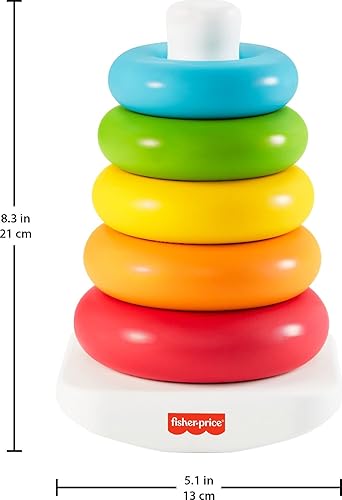 Miniatura 6 de Fisher-Price Rock-a-Stack - Juguete clásico para bebé juguete apilable de anillos Roly-Poly para bebés y niños pequeños hecho de materiales a base
