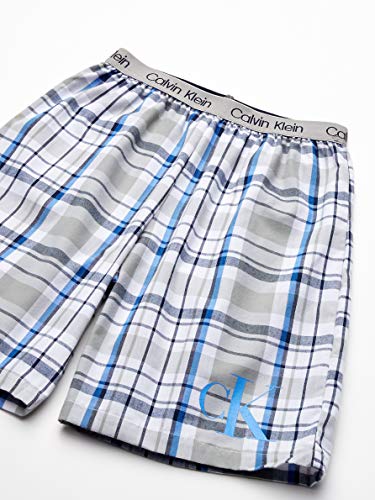Calvin Klein Boys' Little 2 Piece Sleepwear Top And Bottom Pajama Set Pj, Heather Grey, Ck Cloud Plaid, X-Large #TOP2