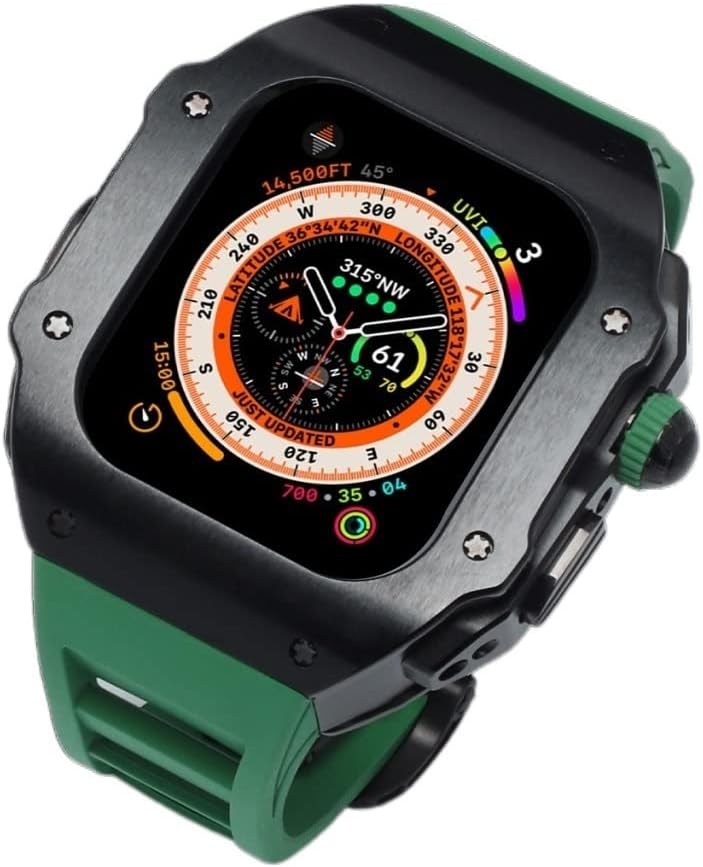 Stainless Steel Watch Case Bezel Modification Kit，For Apple Watch Ultra 8 49mm Upgrade Rubber Band，For IWatch Series 8 49mm Bracelet Refit Mod Kit