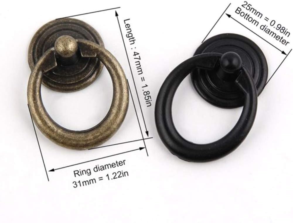 WaNana Simple Single-Hole Circular Pulling Ring Pulls Hardware for Gift Packing Box Kitchen Cabinet Wardrobe Drawer Furniture Bronze 6Pcs