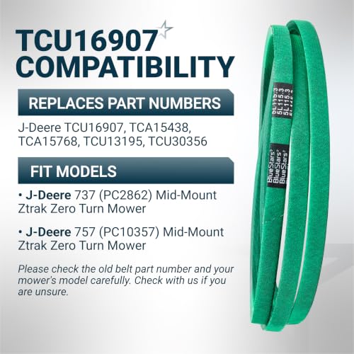 Image of [Upgraded Grip120] BlueStars TCU16907 Mower Drive Belt | 5 /8 inch x 115.3 inch | Drive Belt for John Deere ZTrak 737 757 Zero Turn Mowers, Heavy Duty Traction Drive V-Belt Replacement