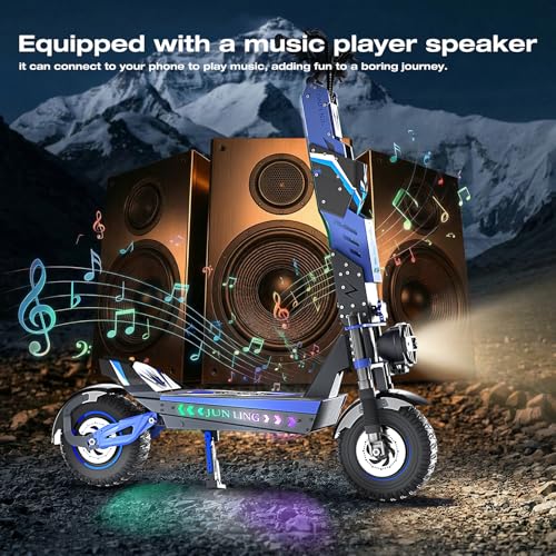 Image of JUNLING JL80 Electric Scooter for Adults, 6000W Dual Motor, 40 Mph Top Speed, 52 Miles Max Range, 60V /30AH Battery, Dual Suspension Hydraulic Braking System, 12 inch Off-Road e-Scooter with Speaker