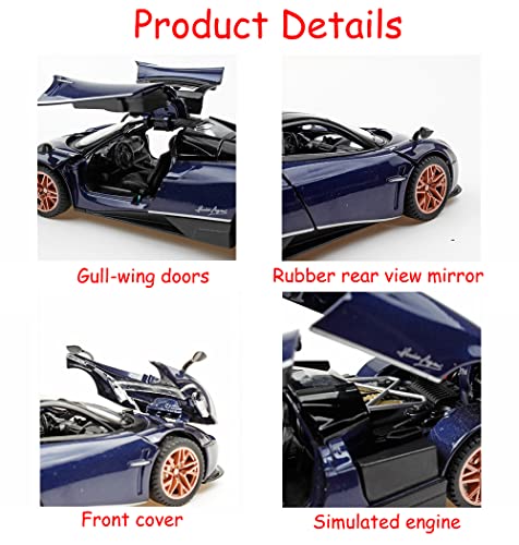 Image of Metal Pull Back Diecast Car 1:32 Pagani Pull Back Car Model With Sound Light Boys Gifts Toys For Kids [Pack Of 1] , Multicolor