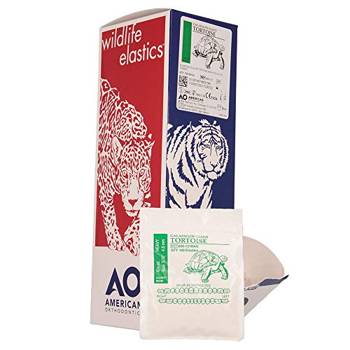 American Orthodontics Elastics Wildlife Tortoise | Heavy, 6.5 Oz, 3/16" Size, 100 Packs Per Box, 10,000 Elastics | Made In The Usa | Exacting Dimensions, Precision Cutting, Top Quality Latex Tubing #TOP2