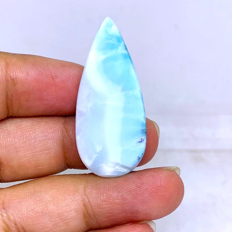 Cabochon Larimar poire 40x17x6mm pour création de bijoux