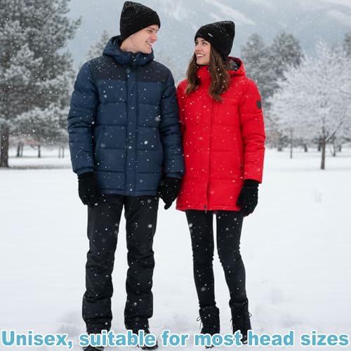 MmmLucipor Unisex Mütze Schal Handschuhe Set, Touchscreen Handschuhe Herren Damen, Weiches Fleecefutter Beanie, Winter Strickmütze, Wärmer Mütze Halswärmer, Warme Kuschelige Schal Winterset (Schwarz)