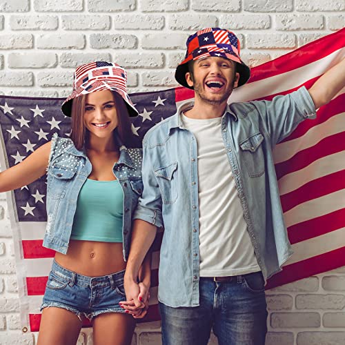 Image of Zhanmai 4 Pcs 4th of July USA Bucket Hat American Flag Patriotic Hats for Women Men 2026 Soccer Tournament Party Hat