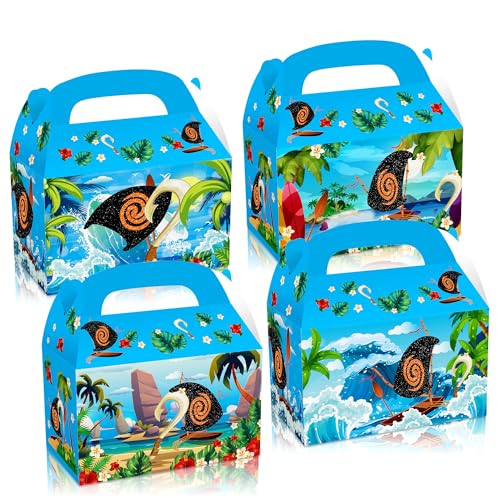 JeVenis 12 PCS Moana Party Treats Goodies Candy Gift Box Moana Party Supplies Decorations for Birthday Baby Shower Bridal Shower
