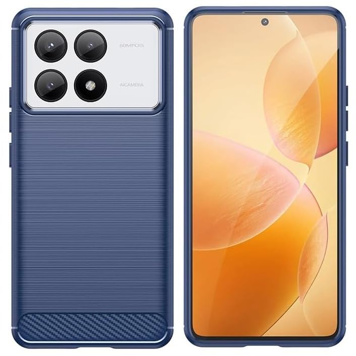 Image of NPRC Hybrid Ultra Slim Protective Case TPU Non-Slip Carbon Fiber Texture Shockproof Case Cover for Poco F6 pro - Blue