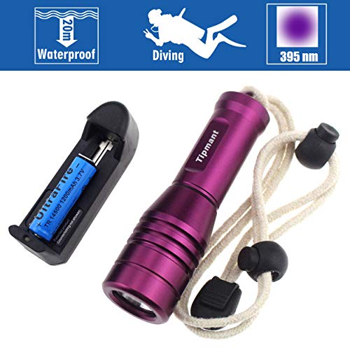 Tipmant Mini XPE R2 Scuba Diving Led UV Flashlights 210 LMS 3W 395nm