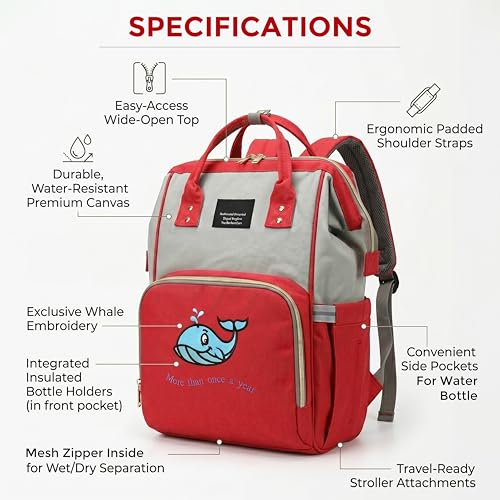 Image of Diaper Bag Backpack for Mothers | Waterproof Baby Travel & Maternity Bag | Insulated Bottle Pockets | Hidden Mobile Pocket | Large Capacity Multi-Compartment Baby Care Backpack