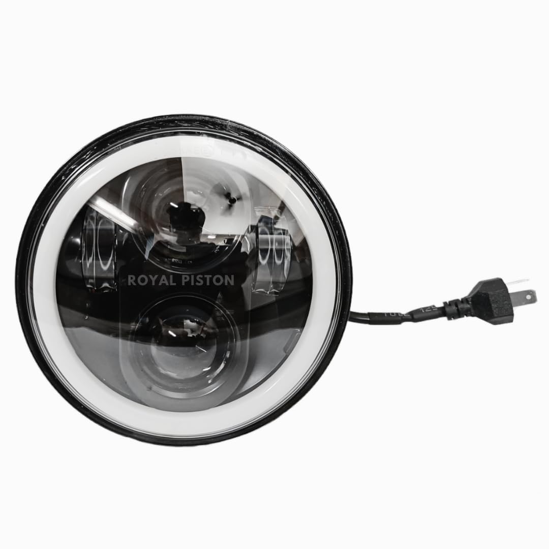 5.75" LED Headlight | Full Ring Cool DRL with White/Yellow Light Throw | Compatible with Bajaj Avenger, RX-100, RX-135, Harley